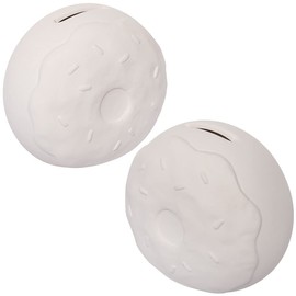 Baker Ross FC781 Ceramic Donut Money Box - Pack of 2, Ceramic Craft Set for Children for Decorating and Crafts