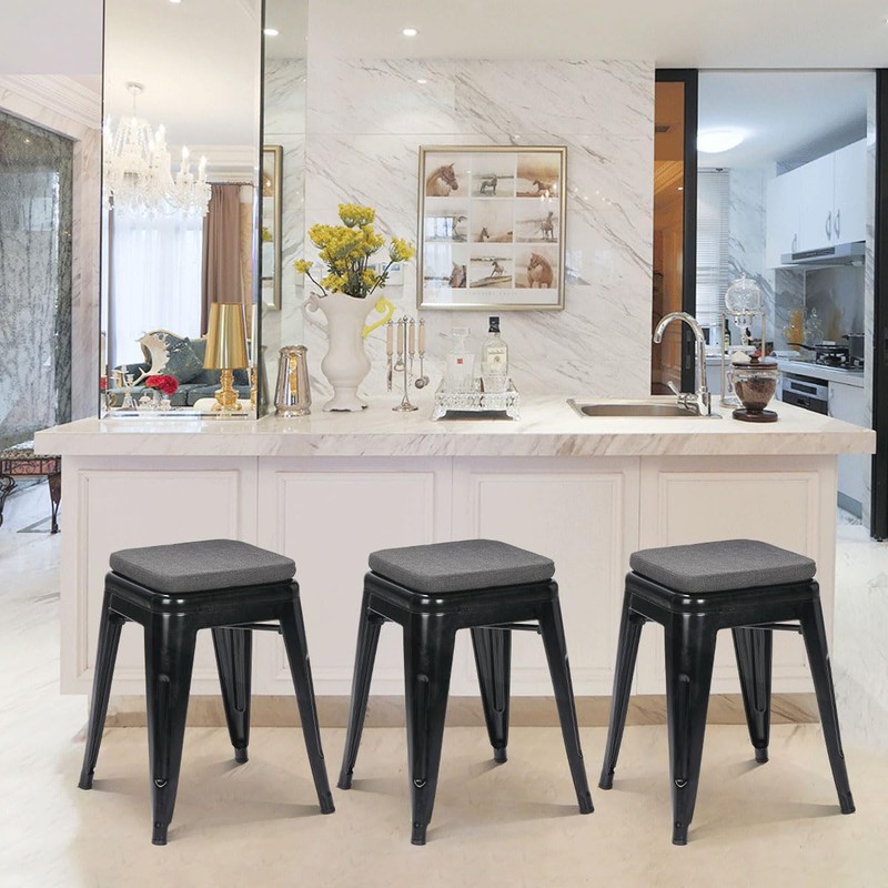 BUYUE Linen Magnetic Bar Stool Cushion, 1 Piece, Improved Non-Slip
