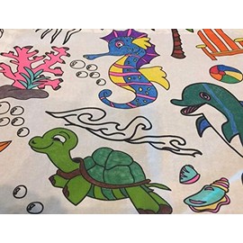 The Coloring Table - Colorable Oceantime Fun Tablecloth - Square