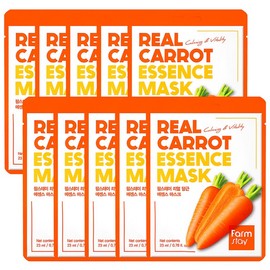 Farmstay Real Carrot Essence Mask 23 ml (10 sheets), 1 pack, 10 sheets / 팜스테이 리얼 당근 에센스 마스크 23 ml (10매), 1개, 10개입