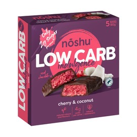 Noshu Low Carb Cherry & Coconut Indulgence Bars – 5 Pack (160g)