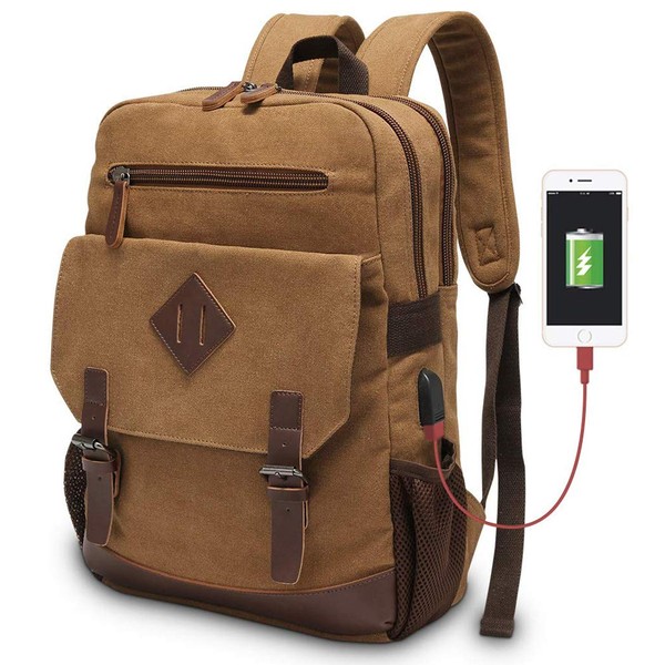 Canvas Backpack for Men Women, Vintage Rucksack Fits Most 15.6