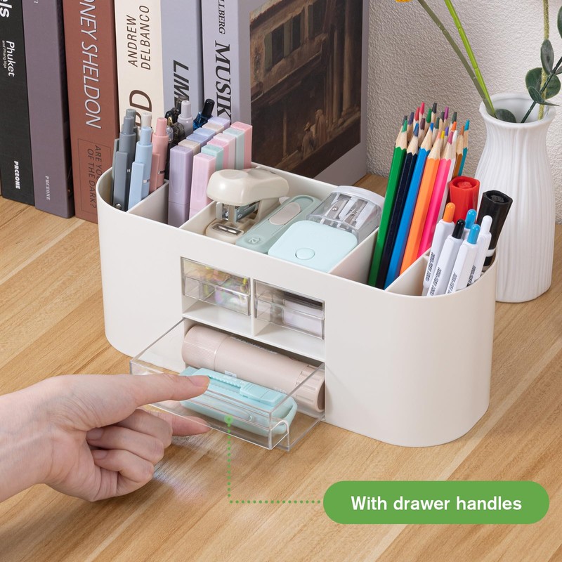 MumdoYAL Desk Organiser with 6 Compartments and 3 Drawers -