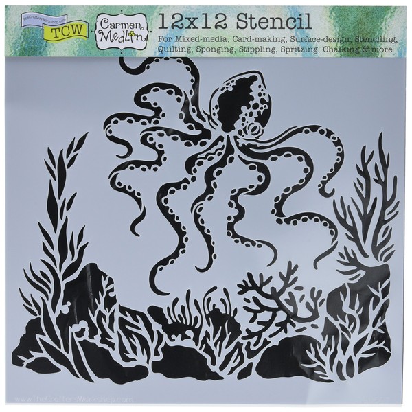 CRAFTERS WORKSHOP TCW607 Template, 12" x 12", Octopus, White