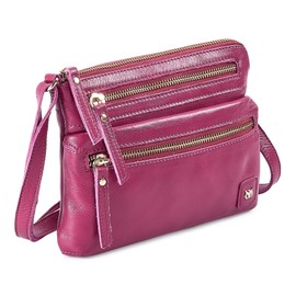 Wise Owl Accessories Small Crossbody Sling Bag Real Leather Purse for Women Crossover Trendy Shoulder Handbag (Fuchsia Pink Nappa)