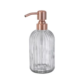 Mekoly Glass Soap Dispensers with Red Copper Pump Head, Hand Soap Dispenser for Kitchen and Bathroom, Heavy Glass Soap Dispenser 15oz, High Purity Glass - 1 Pack
