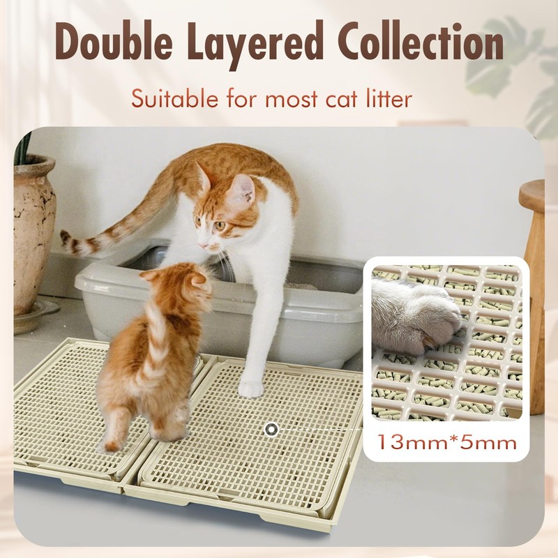 Rarenut 2Pack Cat Litter Mat 16.5"x11.2" Litter Mat, Expandable Interlocking,