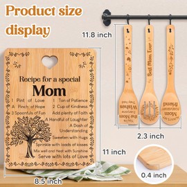 Gifts for Mom - "Recipe for a Special Mom" Mom Birthday Gifts Cutting Board Set, Bamboo-Made Engraved Utensil Set Mom Gifts, Birthday/Christmas for Mother Gifts from Daughter