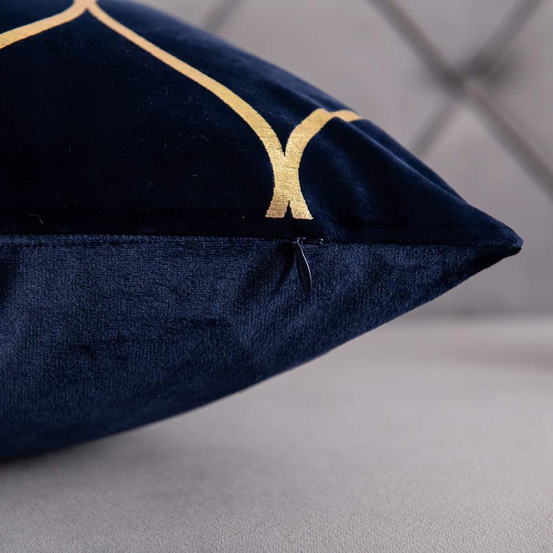 DEZENE Gold Velvet Throw Pillow Covers Navy: 2 Pack 12x20