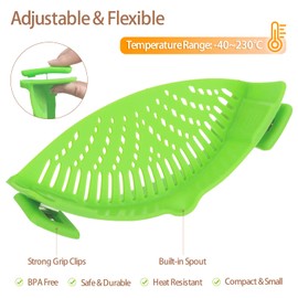 Clip on Strainer for Kitchen Pasta Strainer for Pots Heat Resistant for Pasta Spaghetti Meat Kitchen Gadgets (Green)