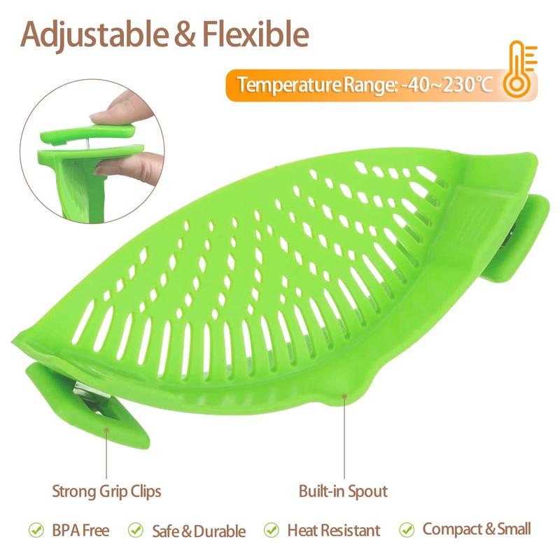 Clip on Strainer for Kitchen Pasta Strainer for Pots Heat
