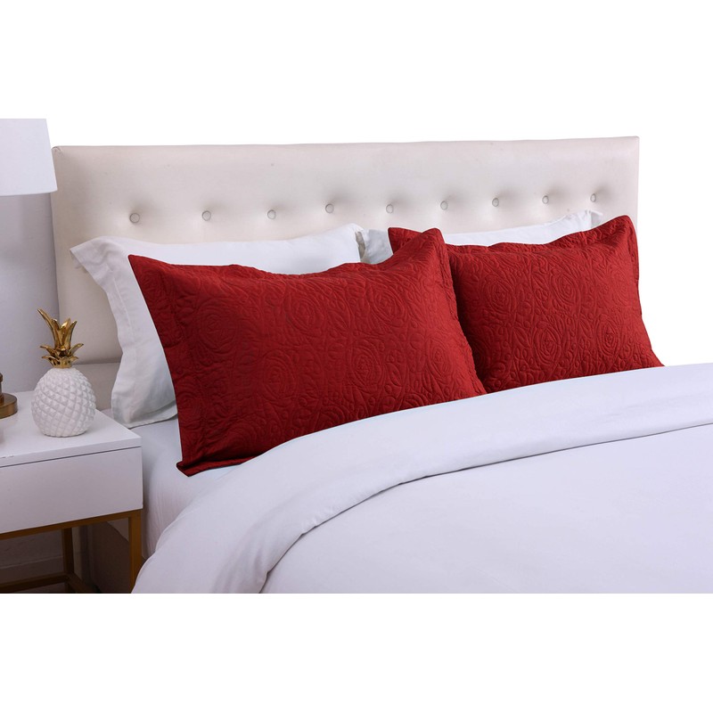 MarCielo 2-Piece Embroidered Pillow Shams, King Decorative Microfiber Pillow Shams