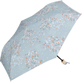 Wpc. 9903-013-002 Rain Umbrella, Tiny Flower, Mini Blue, Folding Umbrella, Ribs, 19.7 inches (50 cm), Women's, For Both Sunny and Rainy Weather, Hand Opening, Small Floral Print, Flower Illustration,