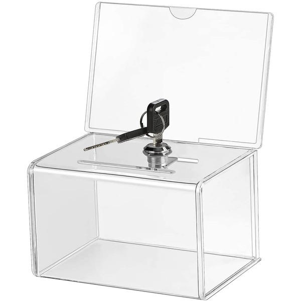 MaxGear Acrylic Ballot Box 6.25" x 4.5" x 4", Donation