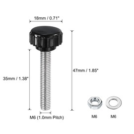QUARKZMAN 4 Sets Knurled Knobs Knurled Screw Screws with Nuts Washers Metric M6 x 40 mm Thread Length 18 mm Galvanised Carbon Steel Pin Hand Knobs Handles