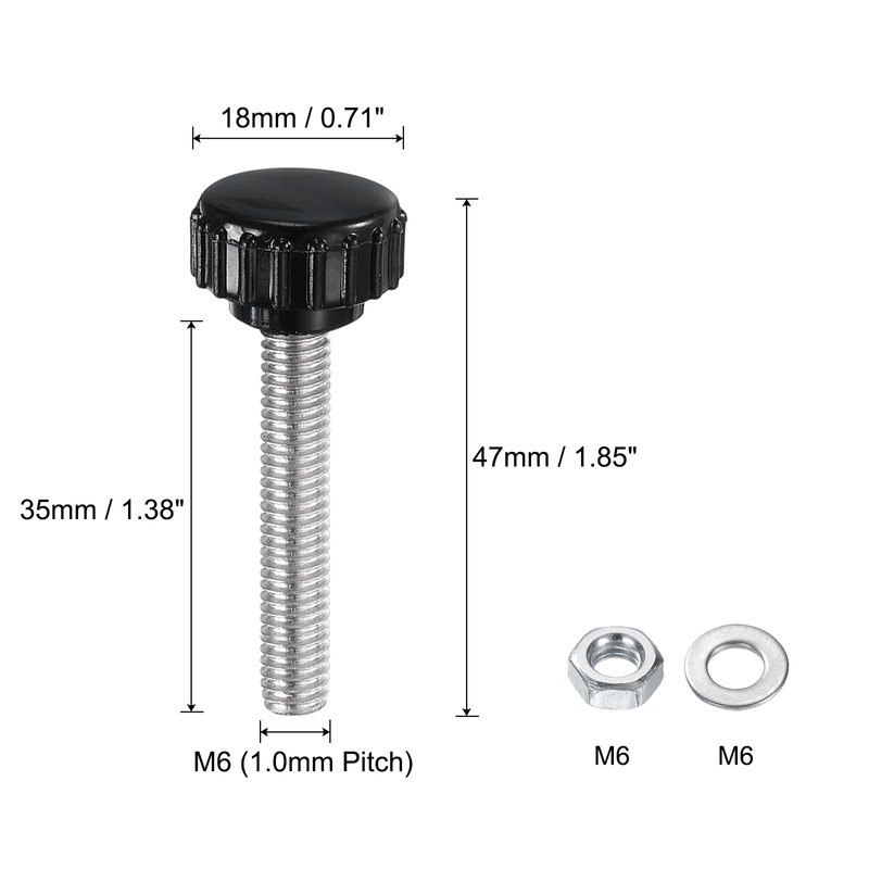 QUARKZMAN 4 Sets Knurled Knobs Knurled Screw Screws with Nuts