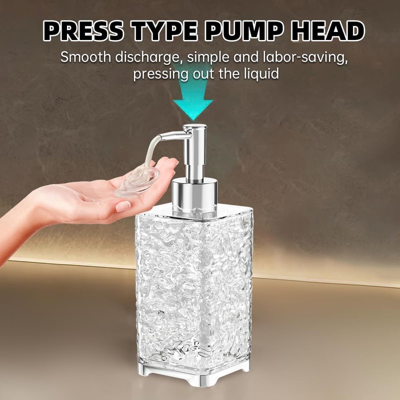 13.5 Oz Translucent White Plastic Soap Dispenser with Rust-Proof Pump,