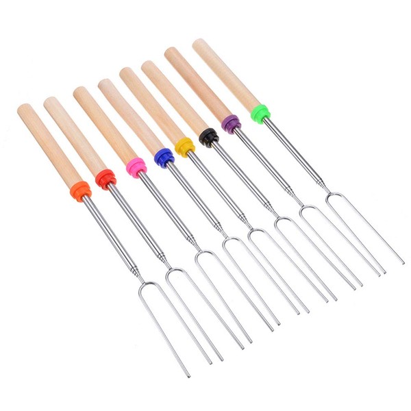 TopHomer BBQ Forks Marshmallow Roasting Sticks, Extendable Stainless Steel 32