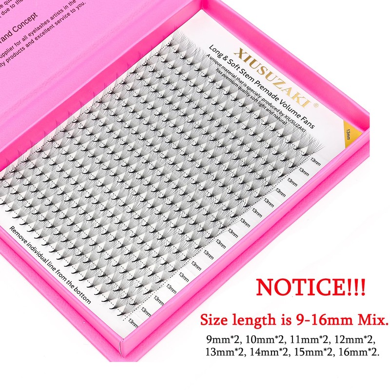 XIUSUZAKI Premade Fans Eyelash Extensions 7D Volume Lash Extensions 0.07