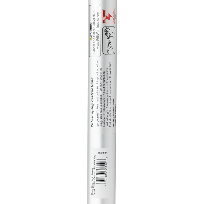 Garelick by Attwood Marine Boat Hook, Telescopic Aluminum Pole with