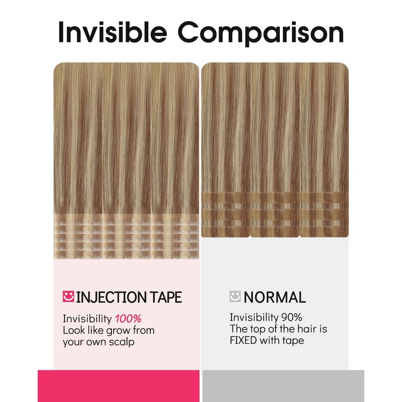Youngsmile Injection Tape in Hair Extensions Real Human Hair 20pcs