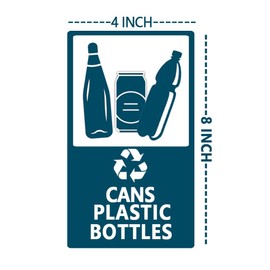 6 PCS Self Adhesive Recycle Sign Decals for Trash,8x4 inch Cans and Bottle Only stickers
