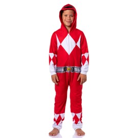 INTIMO Power Rangers Boy's All Character Colors Union Suit Costume Sleep Pajama (Red, 6/7)