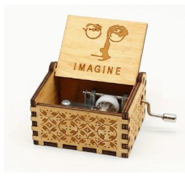 New Song - Imagine "Hand-Crank Musical Box - Laser-Engraved Wooden Music Box