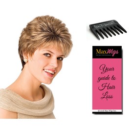Acclaim Wig Average Cap Wig Color 305C Gabor Women's Wigs Short Wavy Layers Lightweight 2 oz Tapered Nape Bundle with Comb, MaxWigs Hair Loss Booklet