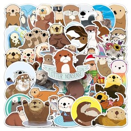 Otter Stickers Eurasian River Otter Stickers Pack of 50 Skateboard Graffiti Stickers Motorcycles Bicycle Snowboard Luggage Laptop Car Suitcase for Children and Teenagers Waterproof Vinyl Stickers