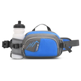 ROSSRORE Outdoor Unisex Waist Bag, Multi-Functional Fitness Running Water Bottle Waist Pack, Waterproof Chest Crossbody Bag, Hip Bag with Water Bottle Holder Blue