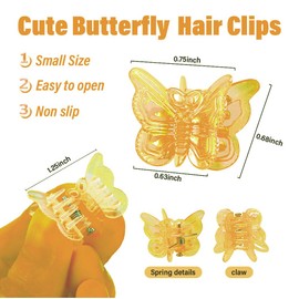 Ahoney 60PCS Mini Butterfly Hair Clips for Hair with Box Glitter 90s Y2k Pink Hair Accessories for Girls Women (Yellow)