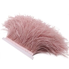 YEQIN Pack of 2 Yards Natural & Soft Ostrich Feathers Fringe Trims Ribbon - Used for Dress, Sewing Decoration, Craft Clothing, Boots, Wedding Decoration, DIY, Etc (Mistyrose)