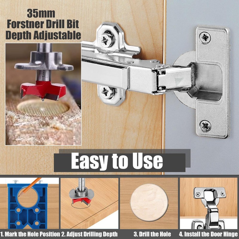 Yakamoz 35mm Concealed Hinge Jig Kit - Adjustable Depth Carbide