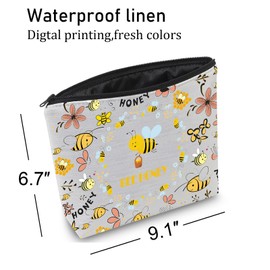 Bee Honey Makeup Bag Honey Bee Gifts Bee Gifts for Bee Lovers Bumble Bee Gifts Honey Bee Cosmetic Bag Bee Travel Pouch Zipper