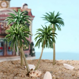Woohome Pack of 60 Model Building Trees, Miniature Palm Tree, Plastic, Mini Palm Tree, Coconut Plastic for DIY Landscape, Garden Decoration, Model Landscape