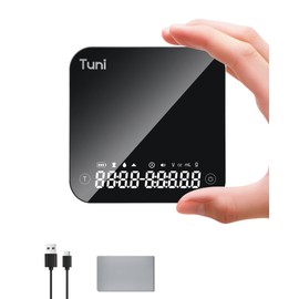Tuni Rechargeable Mini Coffee Scale with Timer, 2kg/0.1g Accurate Espresso Scale for Espresso and Pour-Over Coffee, Portable Digital Kitchen Scale with Automatic Timing, Black