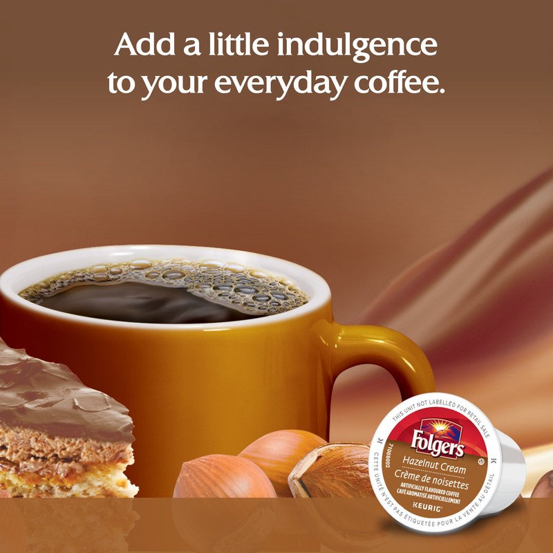 Folgers Hazelnut Cream Flavoured Coffee, Single-Serve K-Cup Pods For Keurig