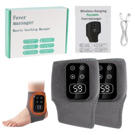 3-in-1 Ankle Massager - Foot Massager with Heat, 5 Heat Settings & 5 Vibration Modes, Foot Massager, Foot Massage, Ideal Gift for Parents, Massager for Feet, Promote Blood Circulation (Grey)