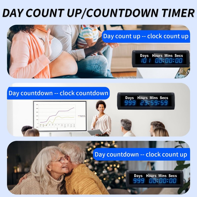YZ Digital 999 Days Countdown Timer, Count Up/Count Down Clock