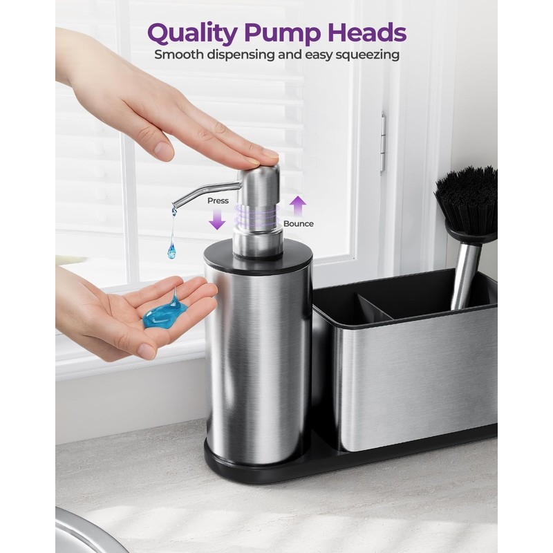 ODesign Kitchen Soap Dispenser Set - 3 in 1, Stainless