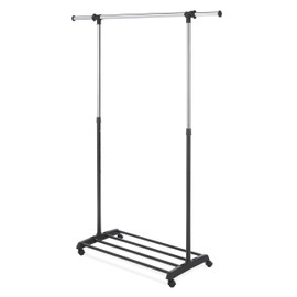 Whitmor Deluxe Adjustable Garment Rack - Rolling Clothes Organizer - Black and Chrome