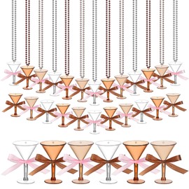 Gemscream 24 Pcs A Tiny Bit Older Shot Glass Necklaces Espresso Martini Plastic Beaded Party Necklaces Decorations with 3 Colors for Birthday Bachelorette Cocktail Parties Includes Ribbons