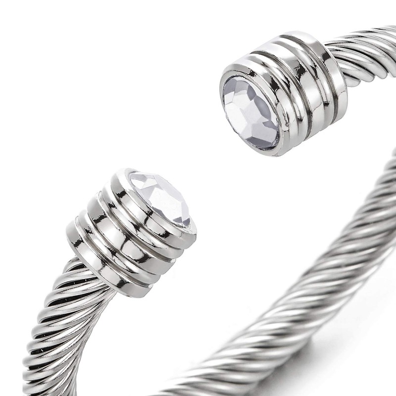 COOLSTEELANDBEYOND Men's Women's Stainless Steel Gold-Coloured Twisted Steel Cable Bangle