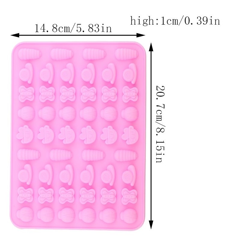 AIBOYA 50 Cavity Insect Silicone Candy Mold Butterfly Bee Snail
