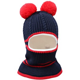 JFAN Children's Winter Hat Unisex Windproof Fleece Lined Ear Flaps Knitted Hat for 2-5 Years Multicoloured Cap, navy