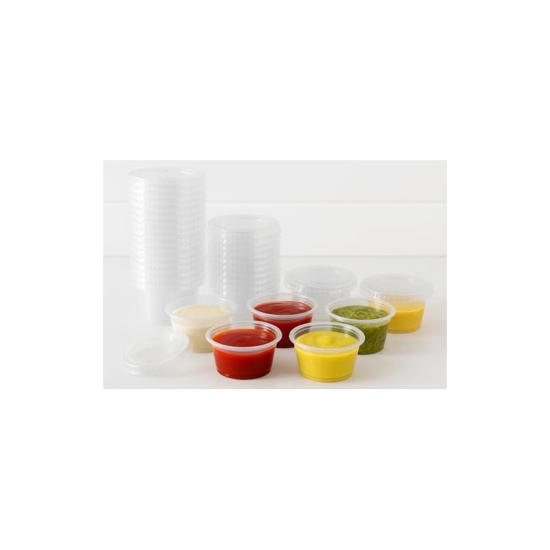 100 Pack – 2 oz Plastic Portion Cups with Lids
