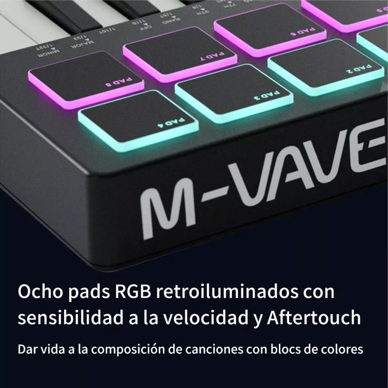 M-Vave Controlador De Teclado Midi M-vave Smk-25 Portátil Color Negro