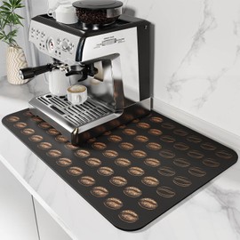 DK177 Coffee Mat Coffee Bar Mat Hide Stain Absorbent Drying Mat with Waterproof Rubber Backing Fit Under Coffee Maker Coffee Machine Coffee Pot Espresso Machine Coffee Bar Accessories-24"x16"
