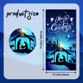 Nativity Scene Christmas Door Cover for Front Door - Fabric Jesus Holy Night Religious Decor